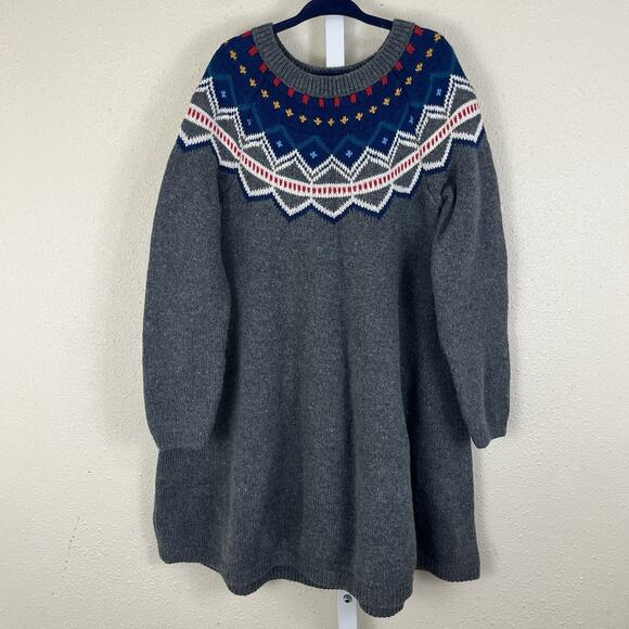 Hanna Andersson Fair Isle Wool Speckled Sweater Dress Girls 6-7 Wool Blend - Picture 2 of 5